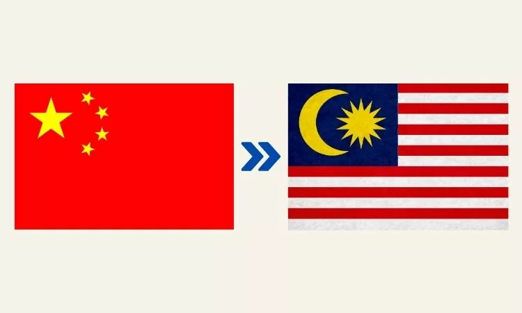 Transporte marítimo da China para a Malásia